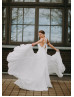 Thin Straps Ivory Chiffon Flowing Summer Wedding Dress